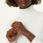white gold pave diamond T bangle bracelet
