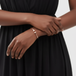 rose gold pave diamond T bangle bracelet