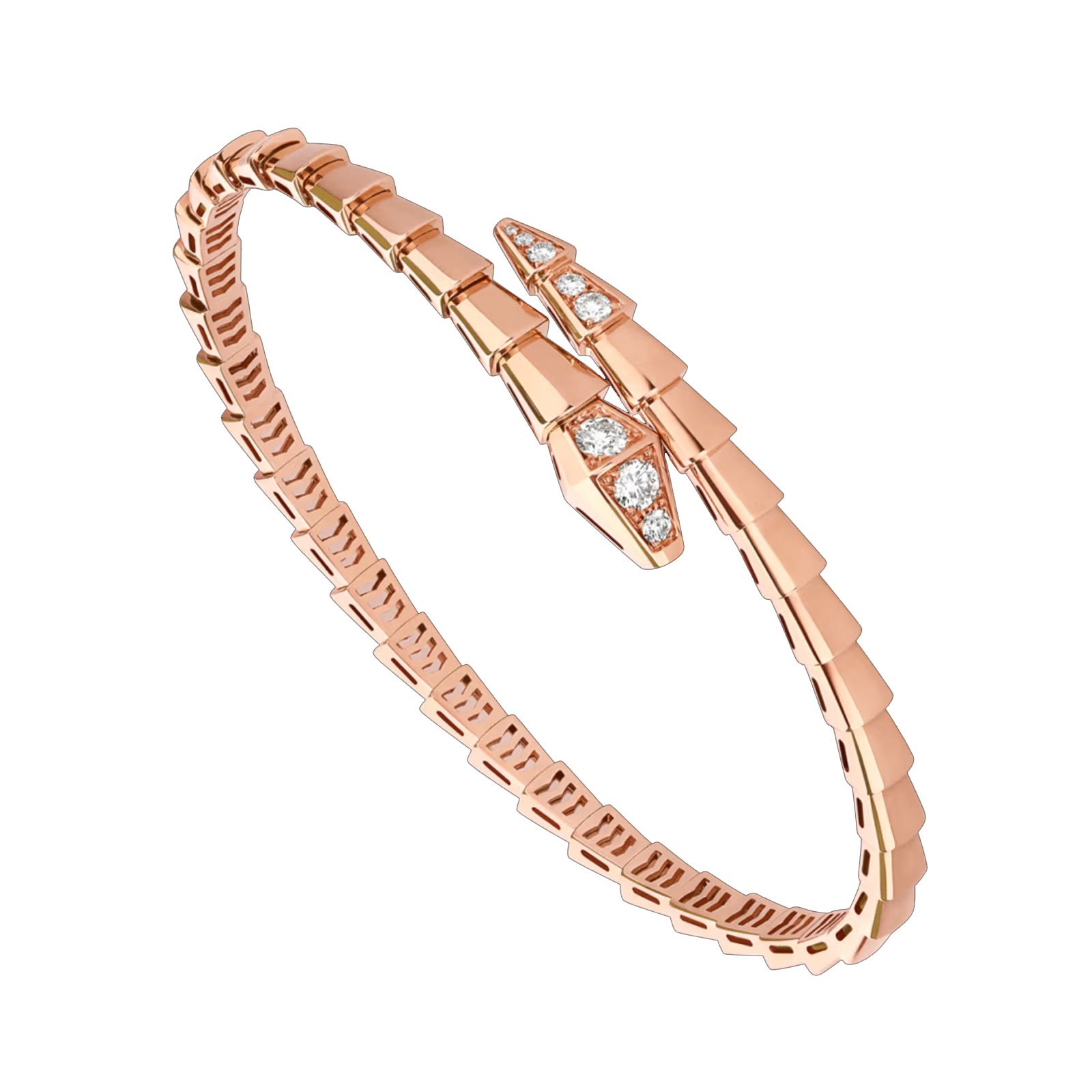 rose gold Serpenti Viper diamond accent open bangle bracelet rose gold Serpenti Viper diamond accent open bangle bracelet