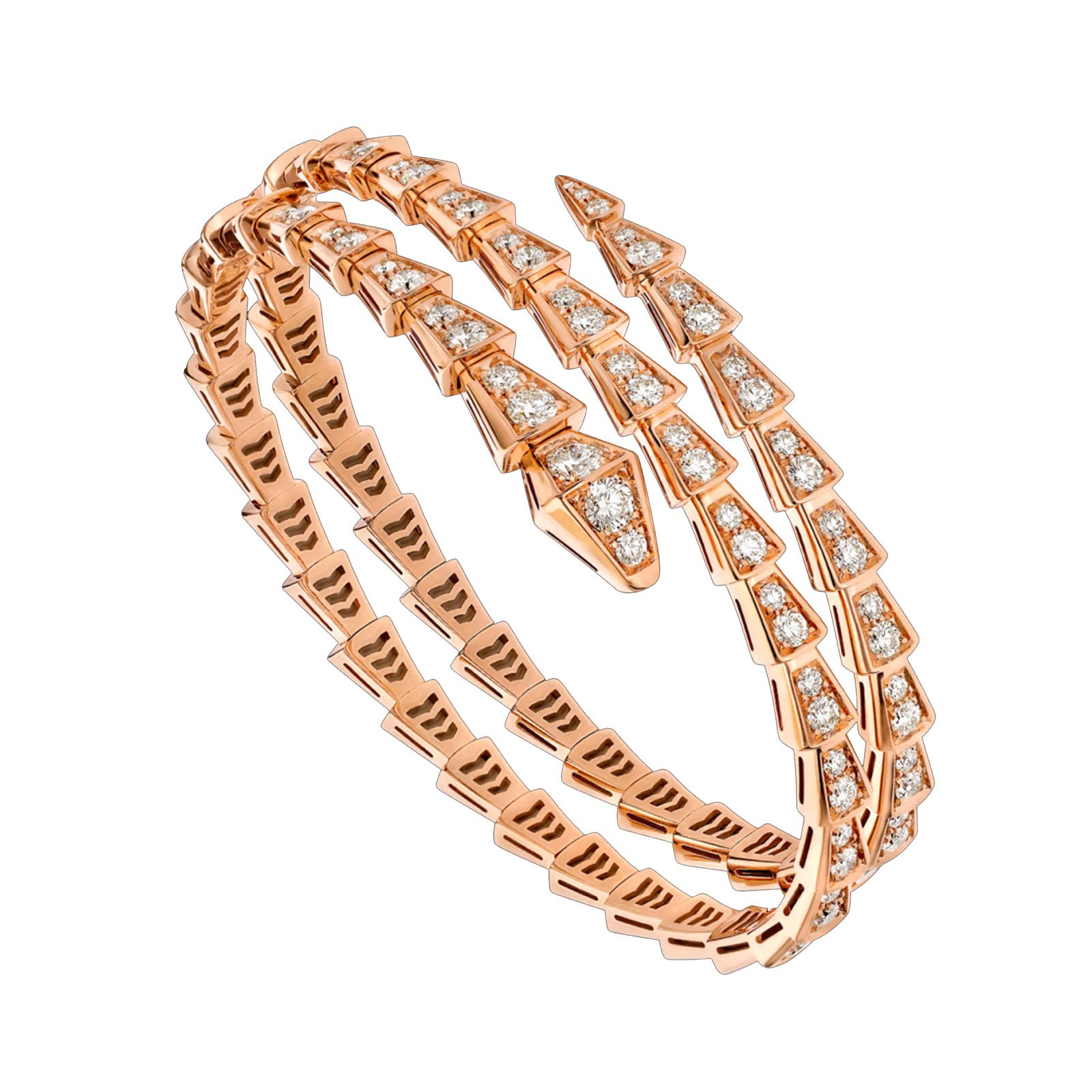 2 rose gold Serpenti Viper diamond triple-wrap bracelet