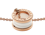 rose gold white ceramic spiral pendant necklace