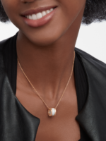 rose gold white ceramic spiral pendant necklace