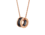 rose gold black ceramic spiral pendant necklace