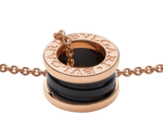 rose gold black ceramic spiral pendant necklace
