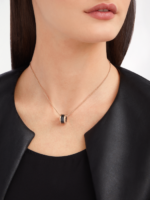 rose gold black ceramic spiral pendant necklace