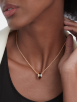 rose gold black ceramic spiral pendant necklace