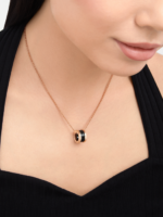 rose gold black ceramic spiral pendant necklace