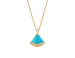 yellow gold turquoise diamond pendant necklace
