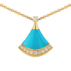 yellow gold turquoise diamond pendant necklace