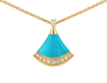 yellow gold turquoise diamond pendant necklace