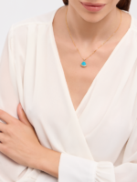 yellow gold turquoise diamond pendant necklace