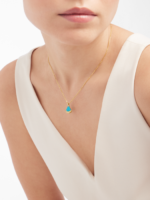 yellow gold turquoise diamond pendant necklace