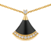 rose gold onyx diamond pendant necklace