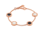 18K Rose Gold Onyx & Mother of Pearl Disc Chain Bracelet