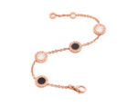 18K Rose Gold Onyx & Mother of Pearl Disc Chain Bracelet