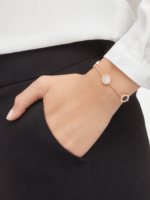 18K Rose Gold Onyx & Mother of Pearl Disc Chain Bracelet