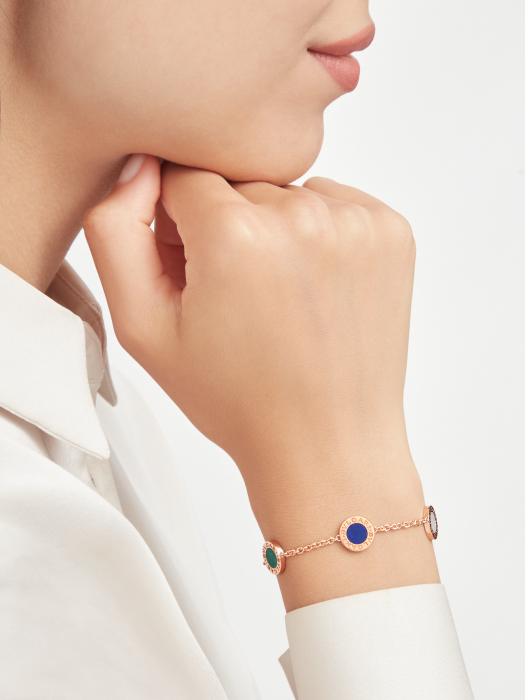 rose gold multi-stone disc bracelet