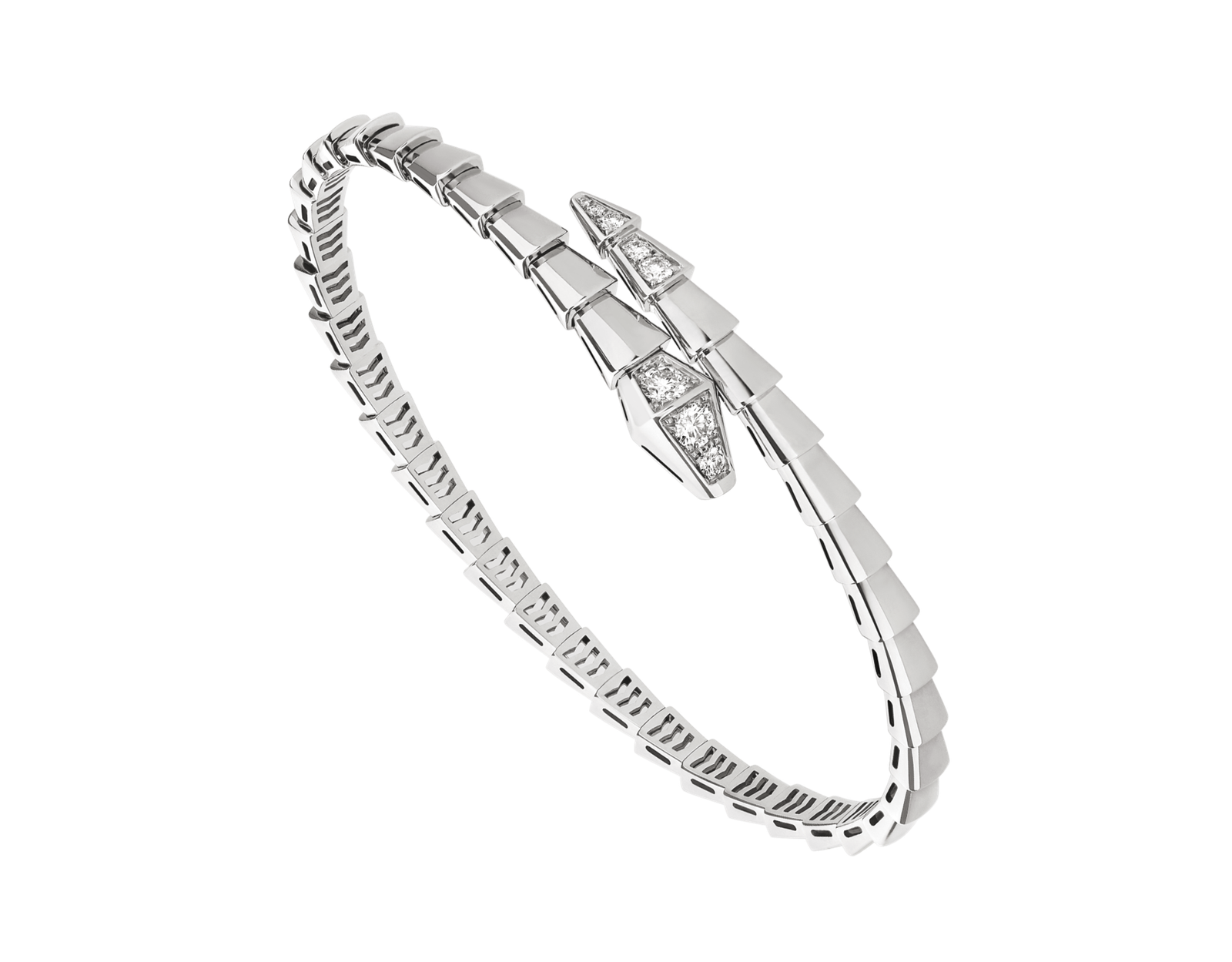 white gold Serpenti Viper diamond accent open bangle bracelet white gold Serpenti Viper diamond accent open bangle bracelet