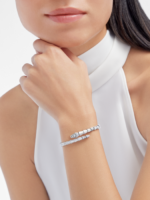 white gold Serpenti Viper diamond accent open bangle bracelet