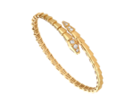 yellow gold Serpenti Viper diamond accent open bangle bracelet