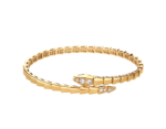 yellow gold Serpenti Viper diamond accent open bangle bracelet