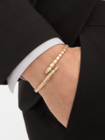 yellow gold Serpenti Viper diamond accent open bangle bracelet