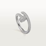 18K white gold full pavé diamond nail ring