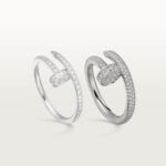 18K white gold full pavé diamond nail ring