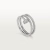 18K white gold double pavé nail ring