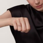 18K rose gold double pavé nail ring