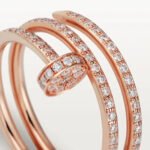 18K rose gold double pavé nail ring