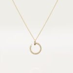 18k gold full pave diamond nail hoop pendant necklace