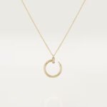 18k gold full pave diamond nail hoop pendant necklace