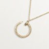 18k gold full pave diamond nail hoop pendant necklace