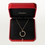 18k gold full pave diamond nail hoop pendant necklace