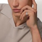 18K white gold unlimited screw texture ring