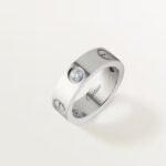 18K white gold 3 diamond screw ring