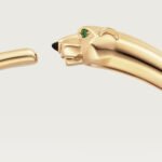 18k gold panther head bangle bracelet
