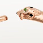 18k rose gold panther head open bangle bracelet