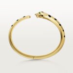 18k gold panther head open bangle bracelet