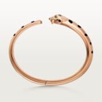 18k rose gold panther head open bangle bracelet