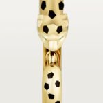 18k gold panther head open bangle bracelet