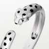 18k white gold panther head open bangle bracelet
