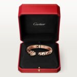 18k rose gold panther head open bangle bracelet