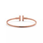 rose gold pave diamond T bangle bracelet