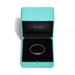 rose gold pave diamond T bangle bracelet