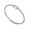white gold pave diamond T bangle bracelet