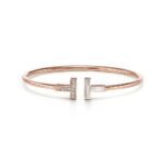 rose gold diamond mother-of-pearl bangle bracelet