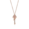 rose gold key pendant necklace with pink diamond