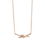 rose gold pave diamond knot necklace